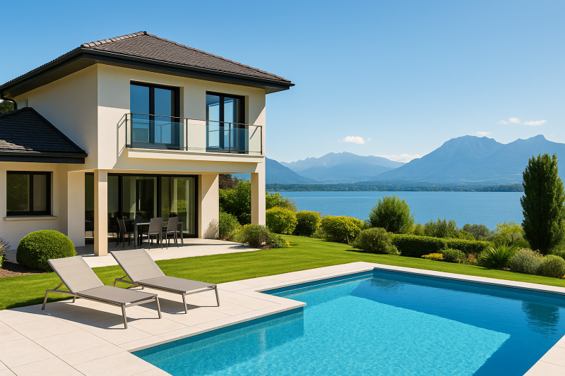 Estimation d’une villa de prestige avec accès privé au lac, piscine et jardin paysager à Annecy-le-Vieux